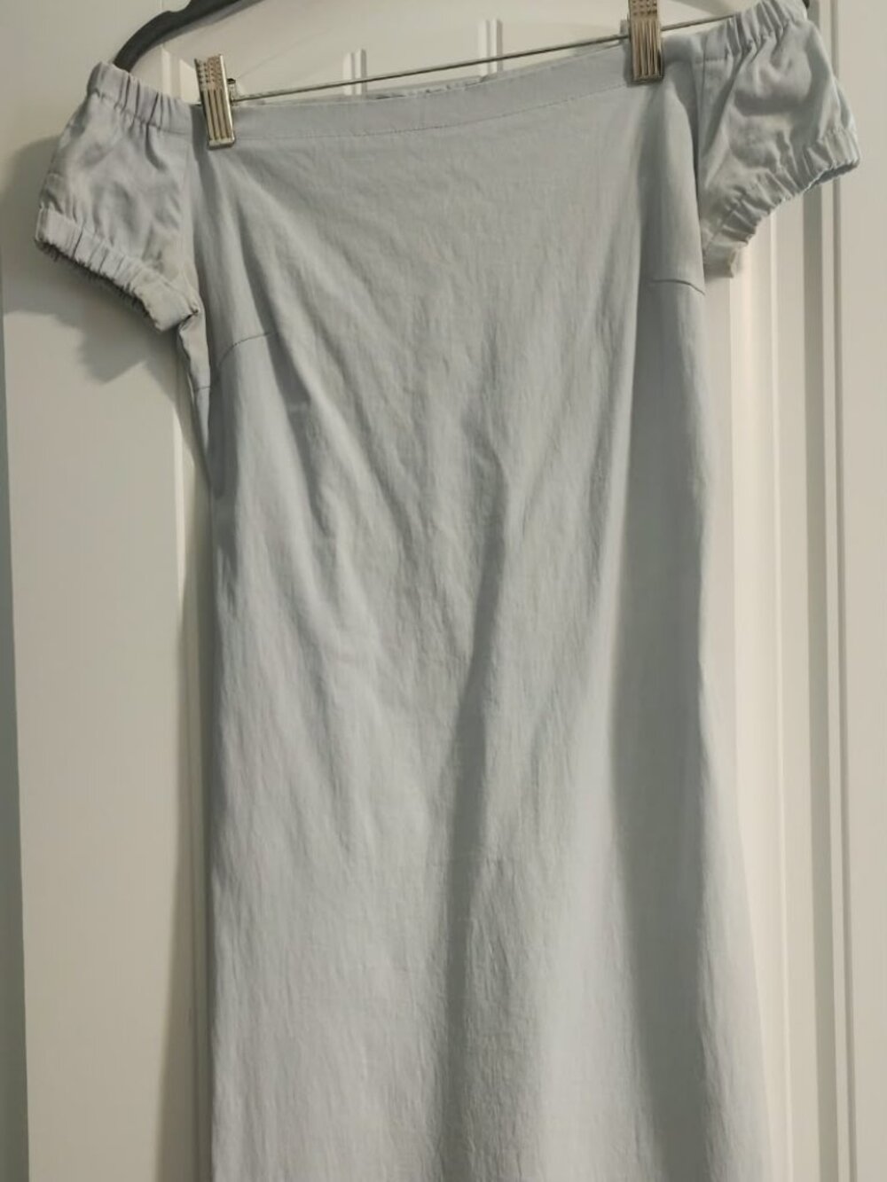 Zara Basic Light Blue Chambray Off The Shoulder Bardot Sheath Dress Size M
